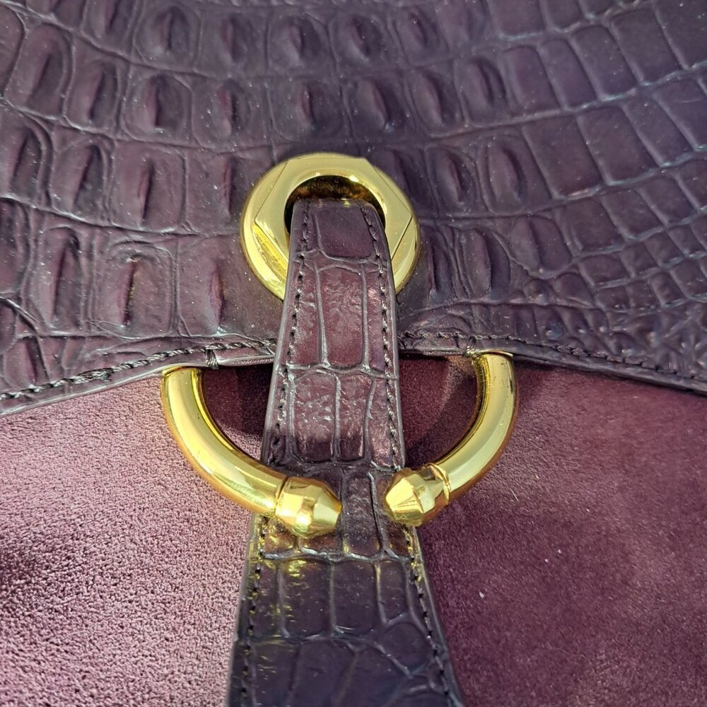 New Oryany  Roc Suede Leather Shoulder Bag Purse Crossbody Burgundy Luxury Read - Picture 3 of 11
